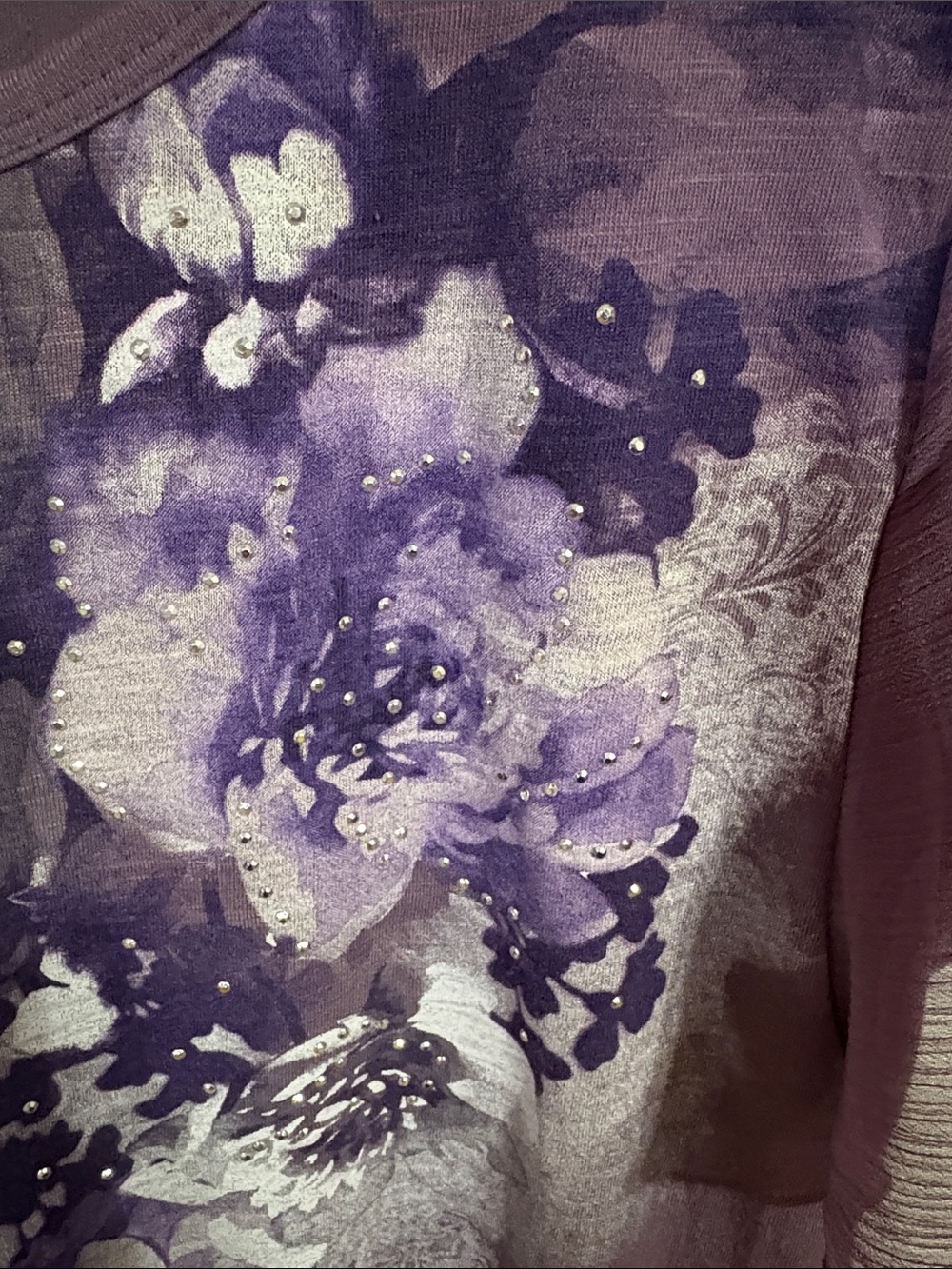 Faded Glory Lavender Floral Scoop Neck Short Sleeve Top - Picture 5 of 6